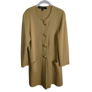 Gorgeous Autumnal Vintage Kasper Long Line Brushed Gold Button Coatagan Size L